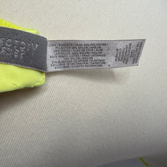 Victorias Secret 32D Yellow Floral Lace Push-Up Without Padding Bra Rhinestone - Picture 7 of 9